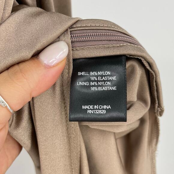 Michael Costello x REVOLVE | Gilly Maxi Dress in Taupe Jersey Asymmetric Gown XS - Picture 14 of 15